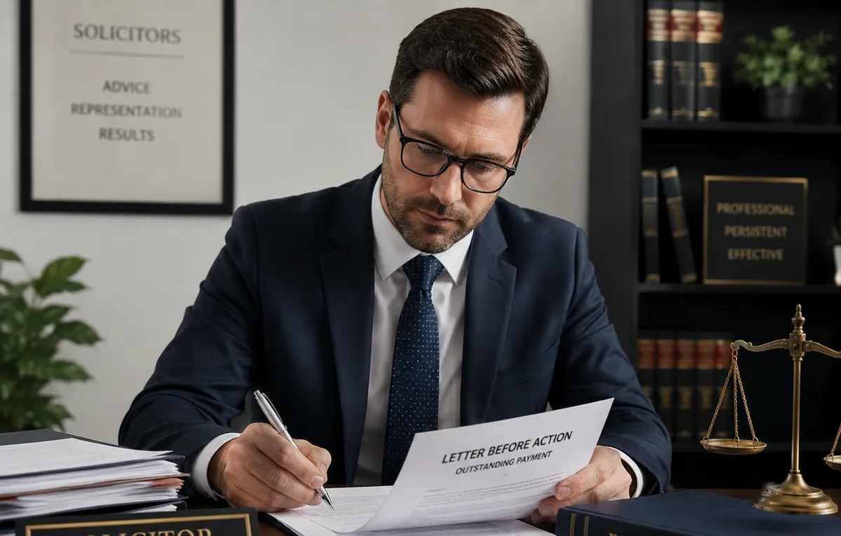 A solicitor's letter and pen on a desk