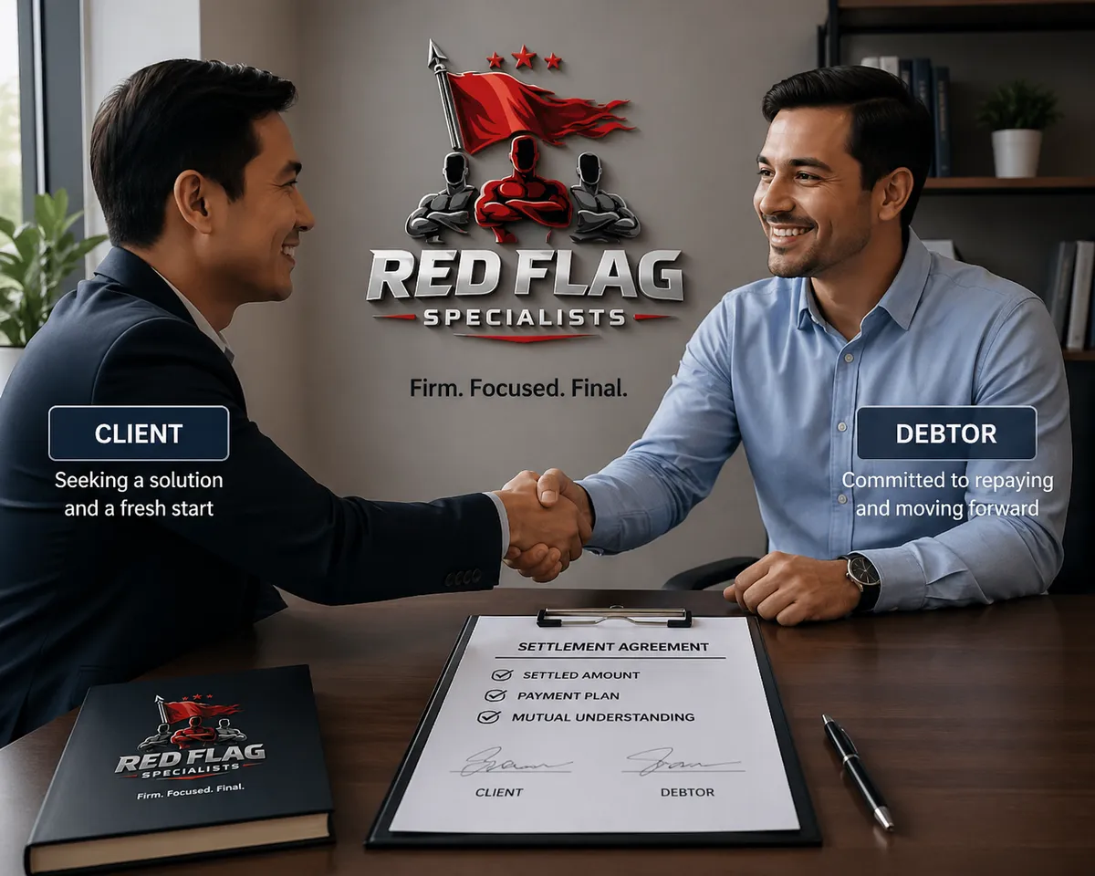 Two business professionals reviewing paperwork across a desk